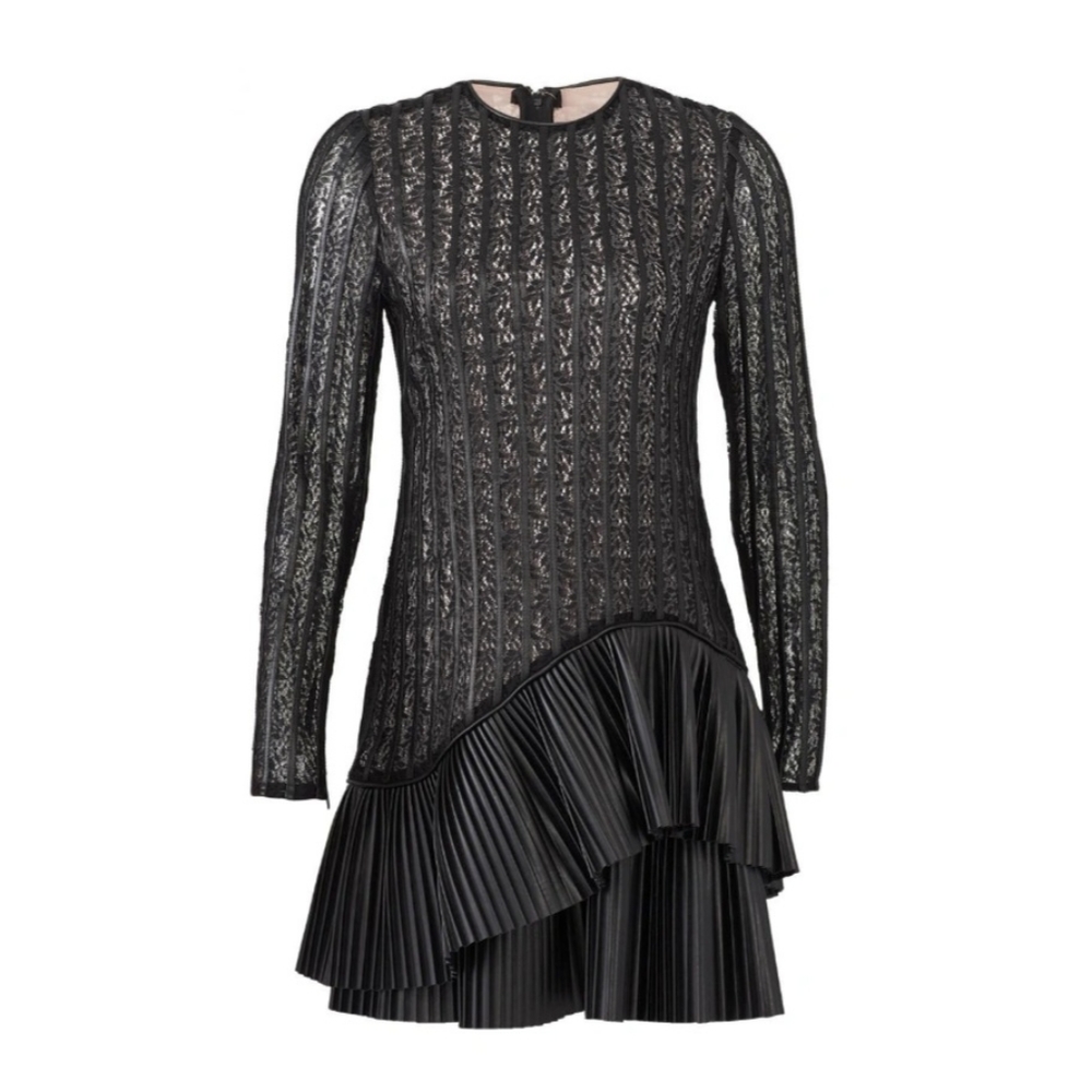 🩹 Nha Khanh Ludmila Faux Leather Black Dress, Sz 14